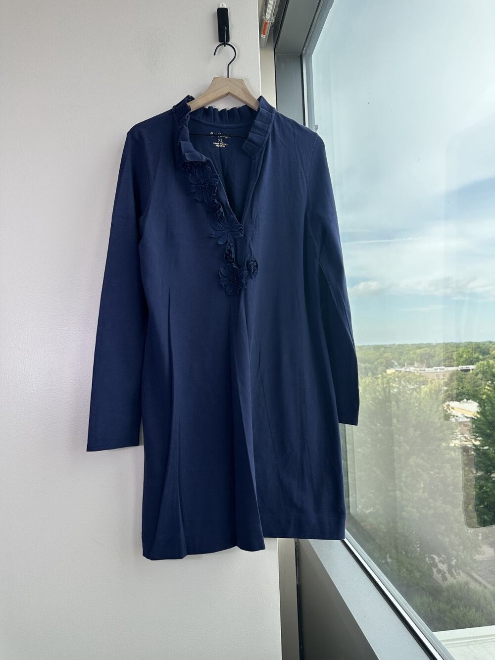 Lilly Pulitzer Clary Floral Appliqué Polo Mini Dress Navy Size XL Retail $148